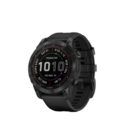 Garmin Fenix 7 Sapphire Solar, Black Titanium with Black Band (Garmin Certified Refurbished) by Garmin