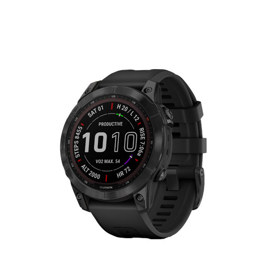 Garmin Fenix 7 Sapphire Solar, Black Titanium with Black Band (Garmin Certified Refurbished) by Garmin
