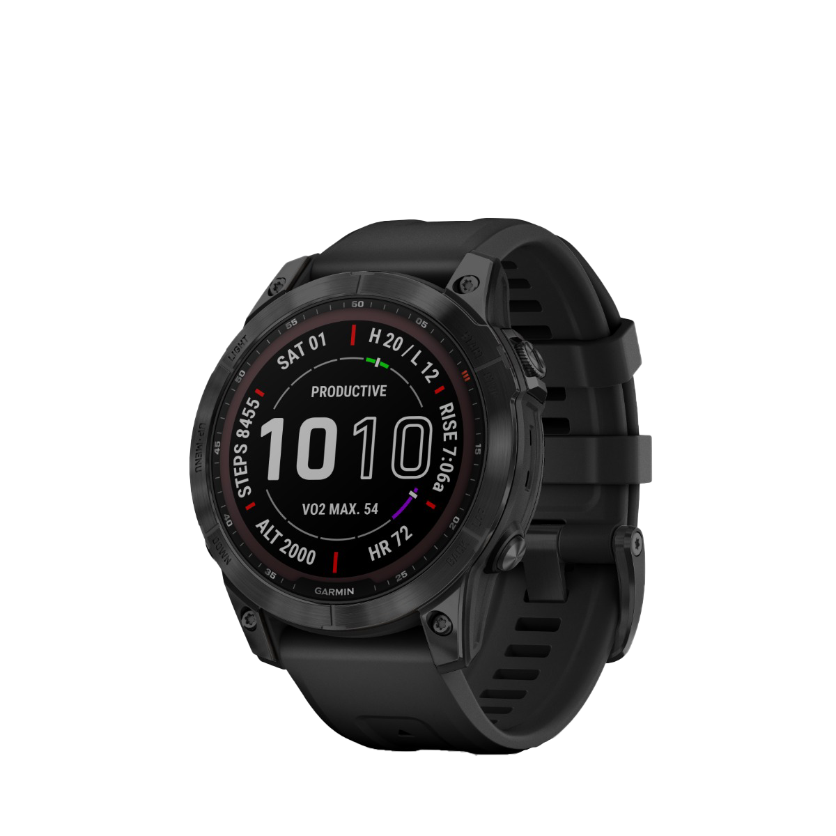Garmin Fenix 7 Sapphire Solar smartwatch, black titanium case with black band, Garmin Certified Refurbished