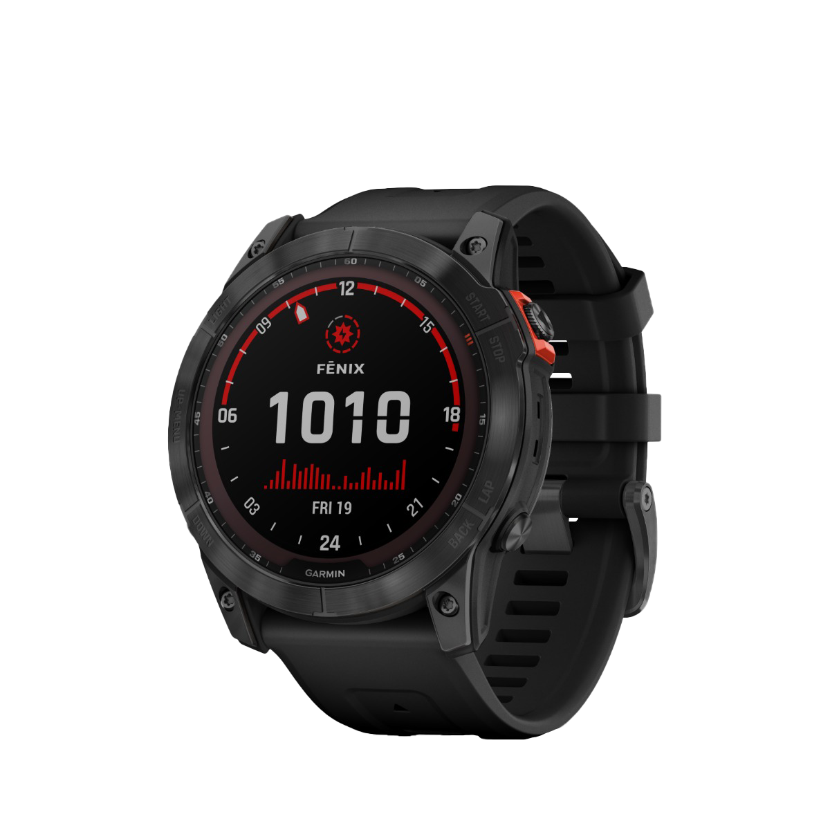 Garmin Fenix 7X Solar smartwatch, slate gray case with black band, certified refurbished