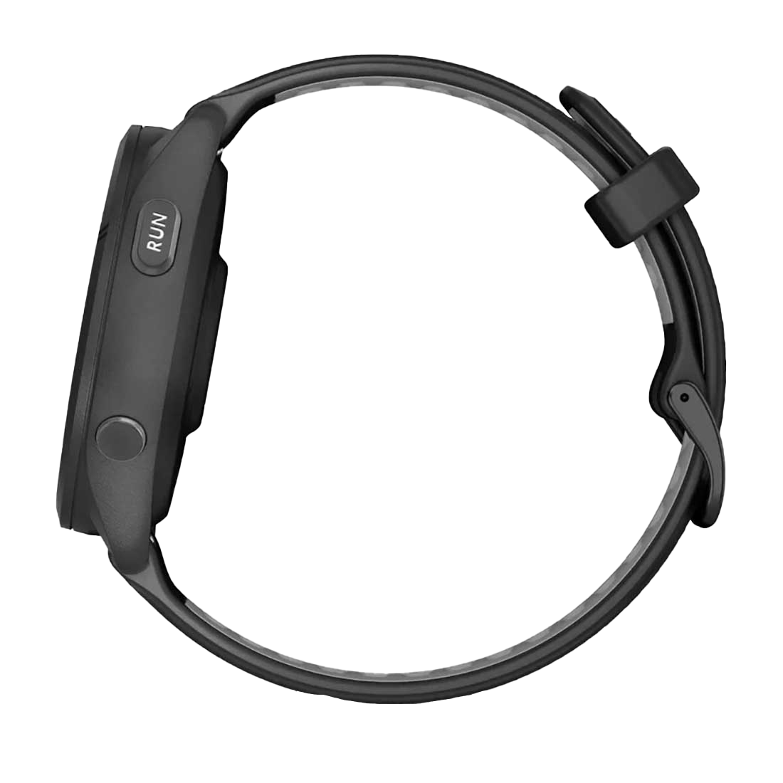 Garmin Forerunner 265 smartwatch with black bezel and black/powder-gray band.