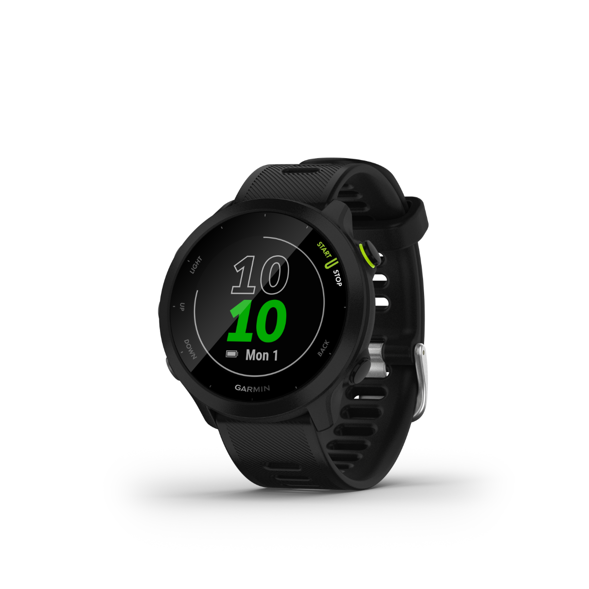 Garmin Forerunner 55 GPS smartwatch with black silicone band