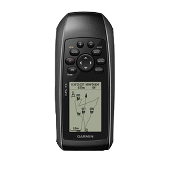 Garmin GPSMAP 73 handheld GPS device, refurbished, black/gray with screen display