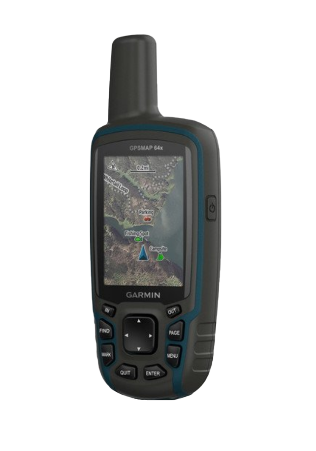 GPSMAP 64x handheld GPS from Garmin with TOPO maps, refurbished, black with teal trim