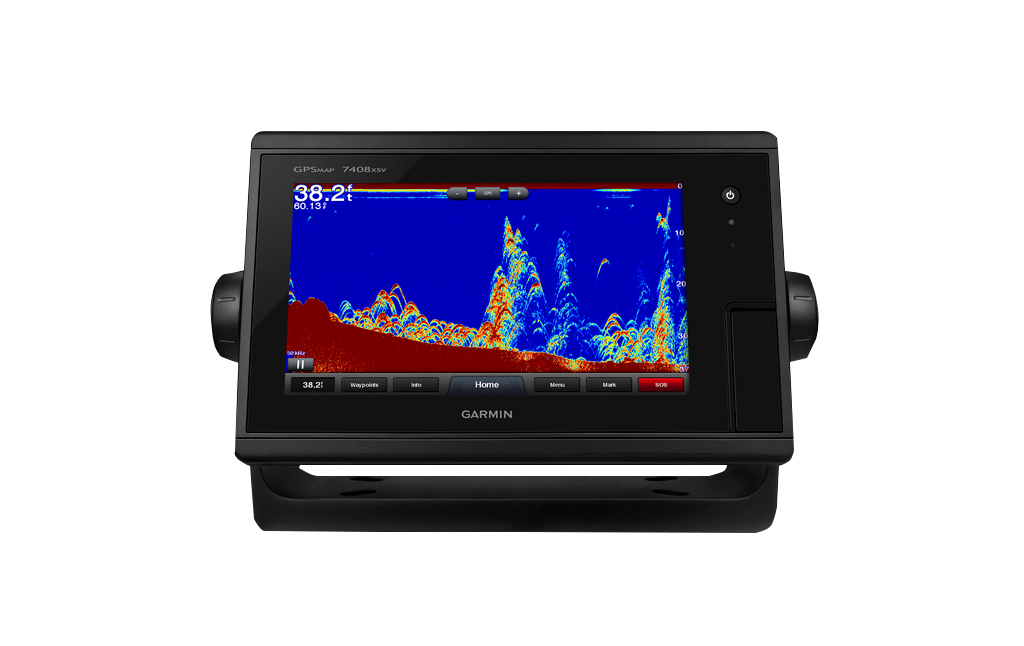Garmin GPSMAP 7408xsv marine chartplotter in black with color sonar display