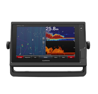 Garmin GPSMAP 922xs marine chartplotter; black device with dual display panels