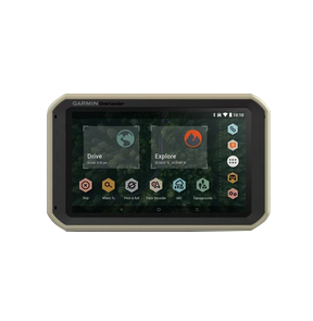Garmin Overlander rugged GPS navigation device with beige bezel and touchscreen display