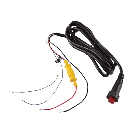 Garmin ECHOMAP Ultra power cable, marine electronics accessory with exposed wires and yellow inline fuse