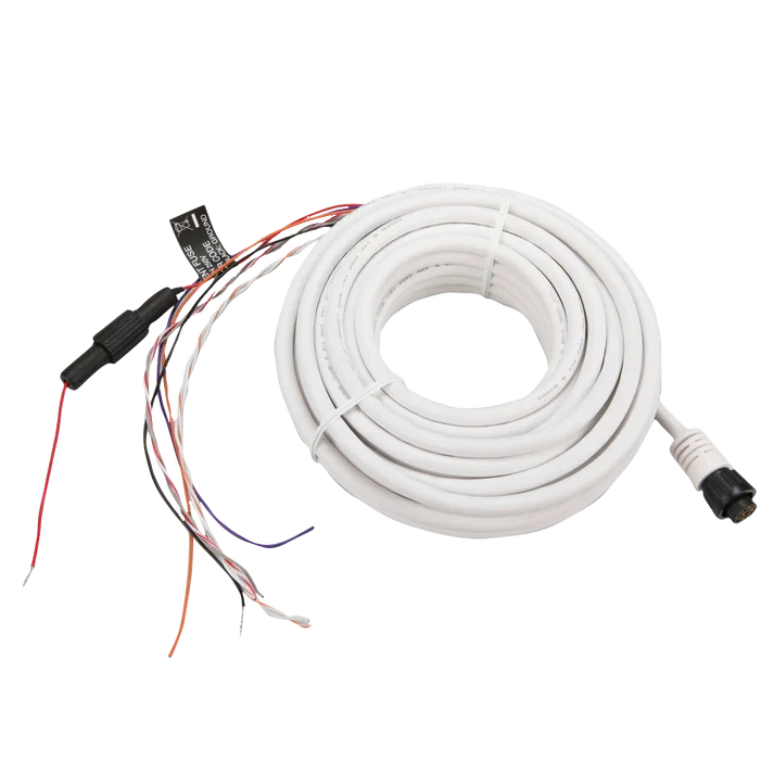 Garmin Power/Data Cable for GPS 19x HVS; white coiled cable with exposed multi-color leads