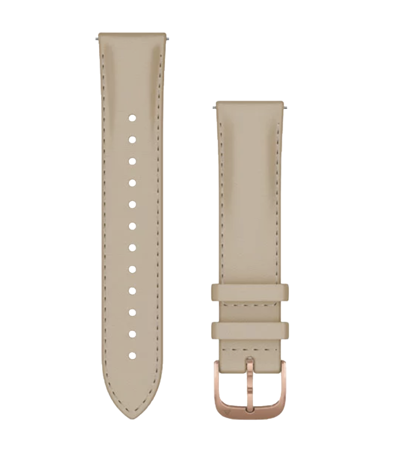 Garmin Quick Release Bands (20 mm) Light Sand Italian Leather w/ 18K Rose Gold PVD (010-12924-21) by Garmin