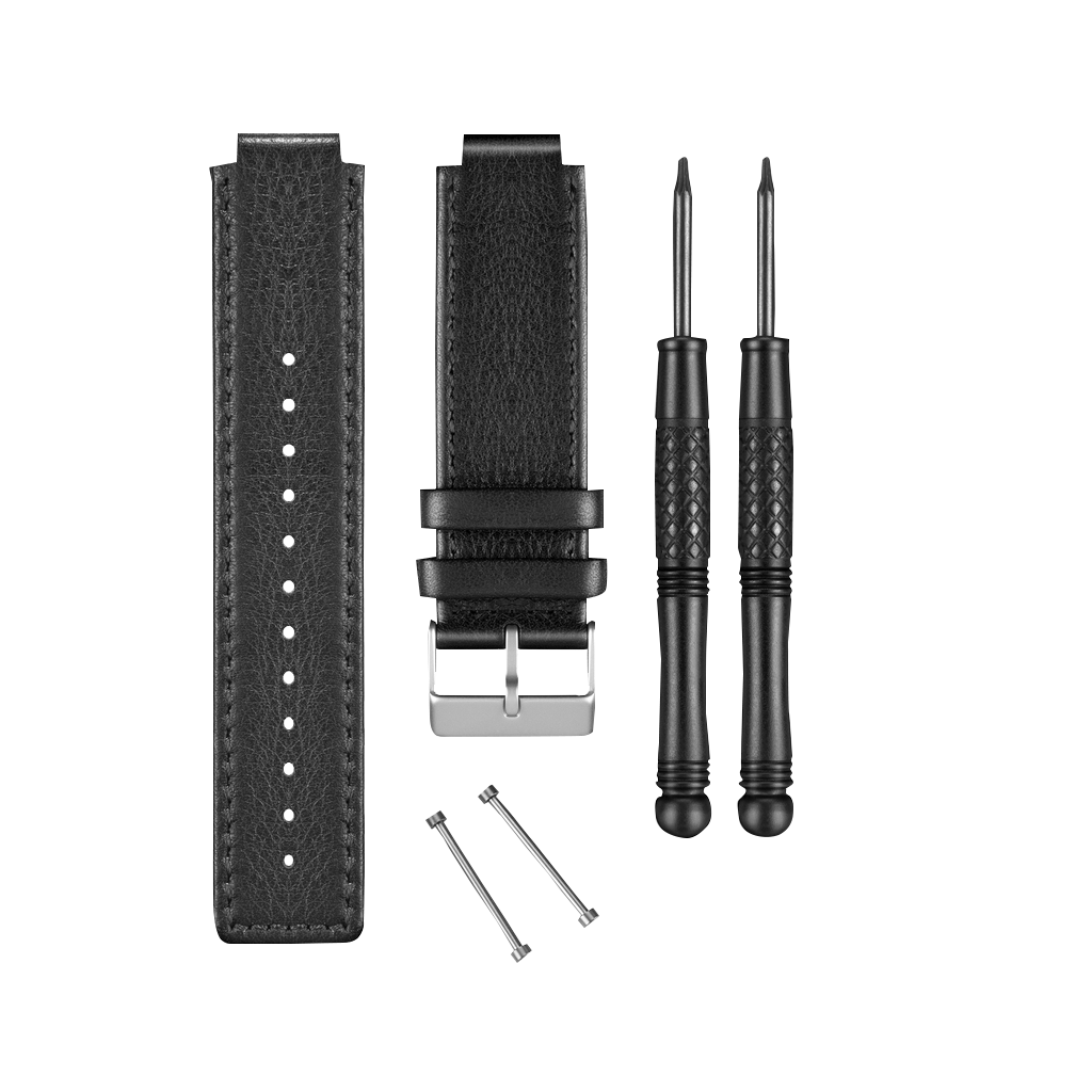 Garmin Vivoactive black leather watch band kit including 2 screwdrivers and 2 screws (010-12157-07)