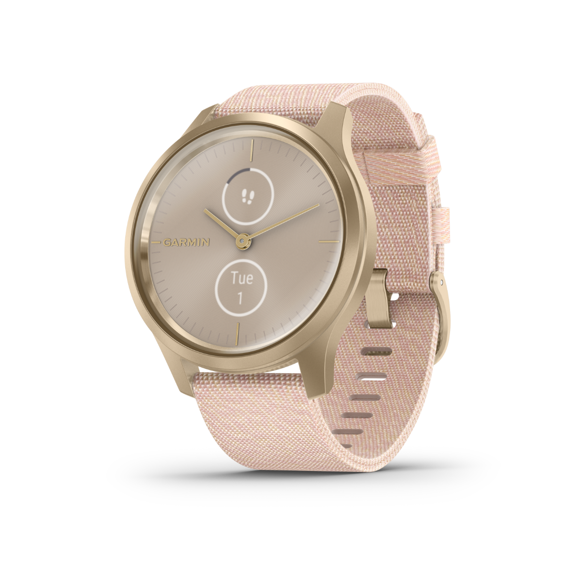 Garmin Vívomove Style, Light Gold w/ Blush Pink Nylon Band, GPS Smartwatch (Garmin Certified Refurbished) by Garmin