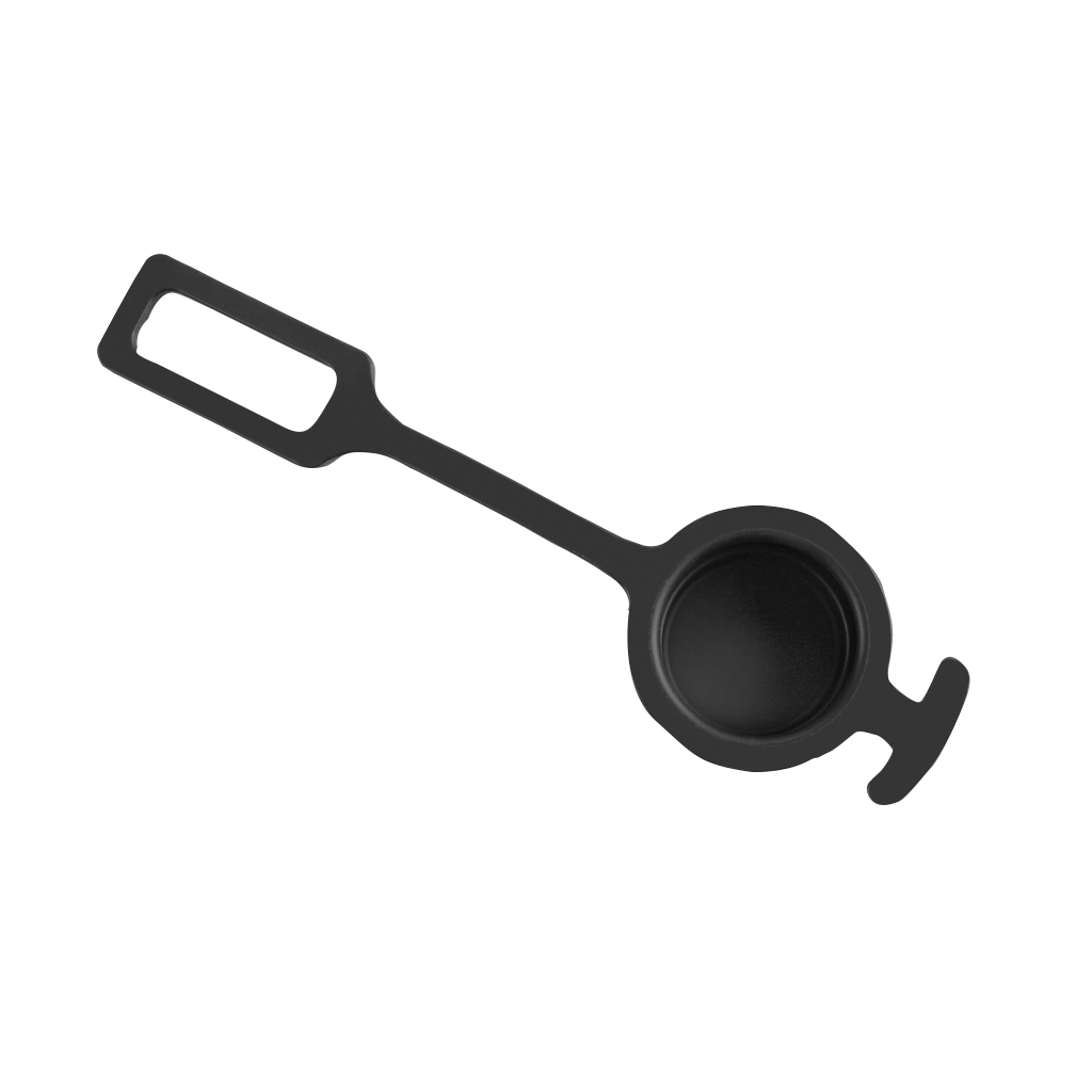 Garmin weather cap; black plastic marine electronics accessory with a rectangular-ended handle and hooked cup.