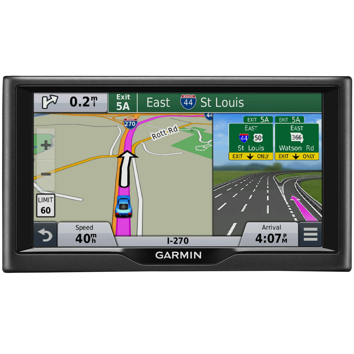 Garmin Nuvi 68LMT GPS navigation system, certified refurbished with detailed map display