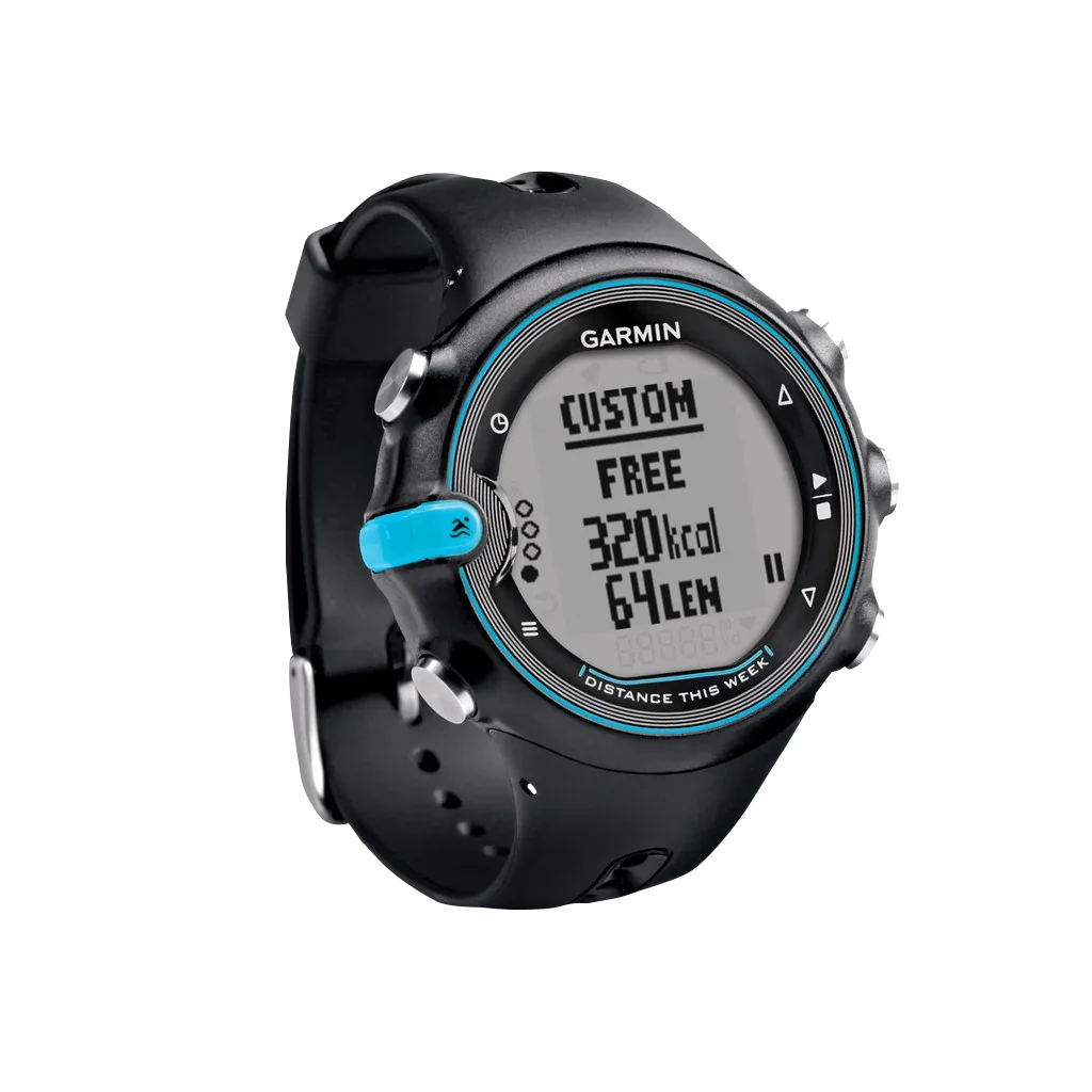 Garmin Swim GPS smartwatch with black band and blue accents
