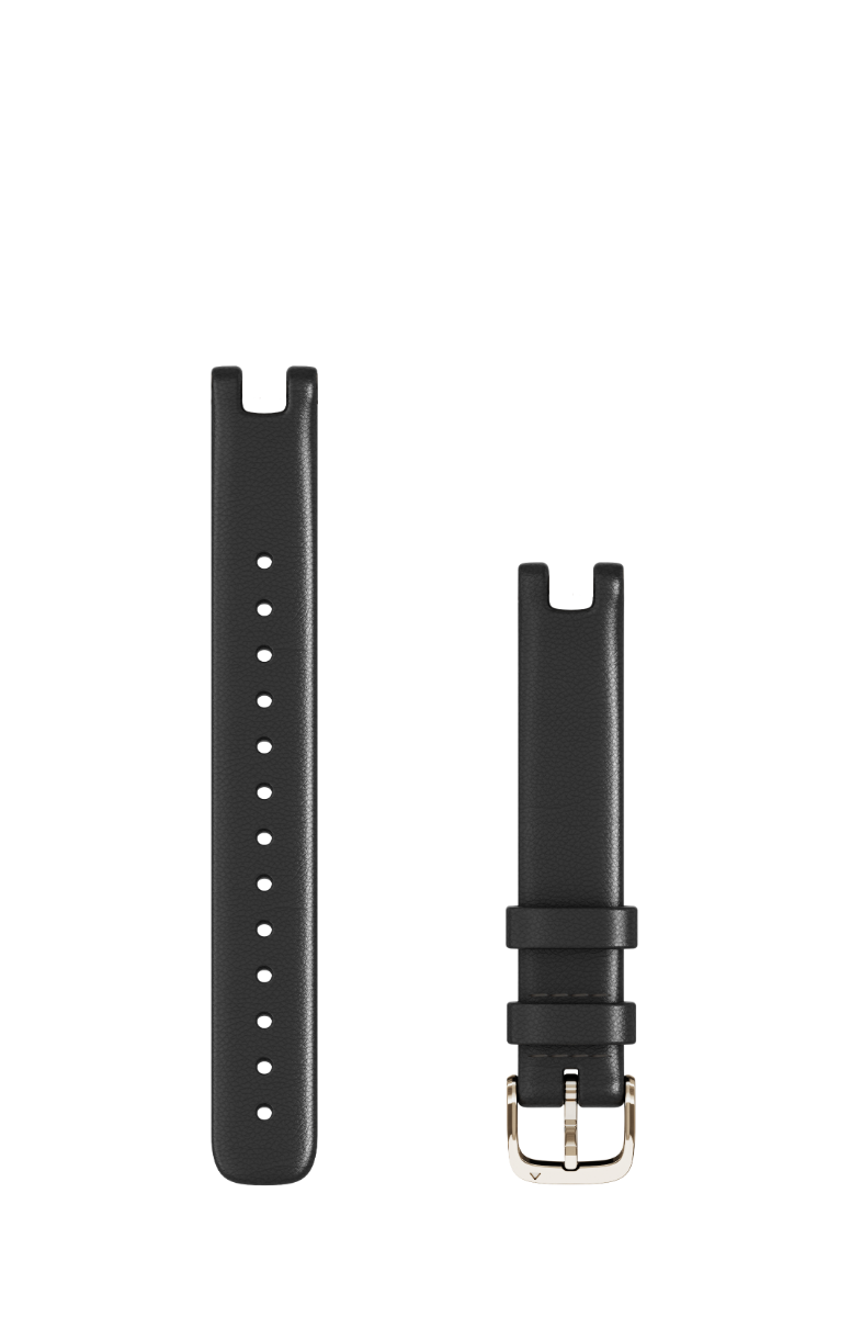 Garmin Lily Bands (14 mm) Black Italian Leather with Cream Gold Hardware (010-13068-A1) by Garmin