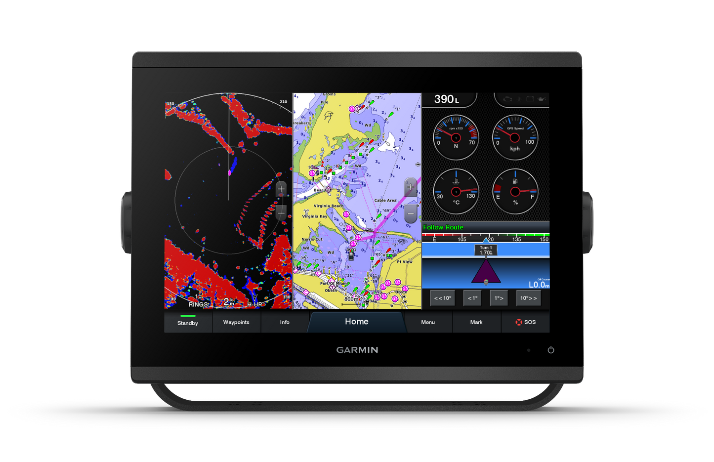 Garmin GPSMAP 1243xsv black marine chartplotter with GMR 18 HD+ radome