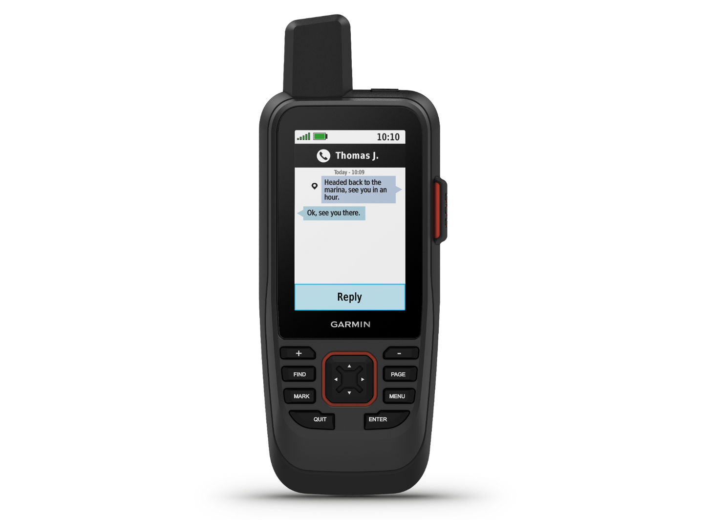 GPSMAP 86Sci marine handheld GPS navigator by Garmin, certified refurbished; black with red trim.