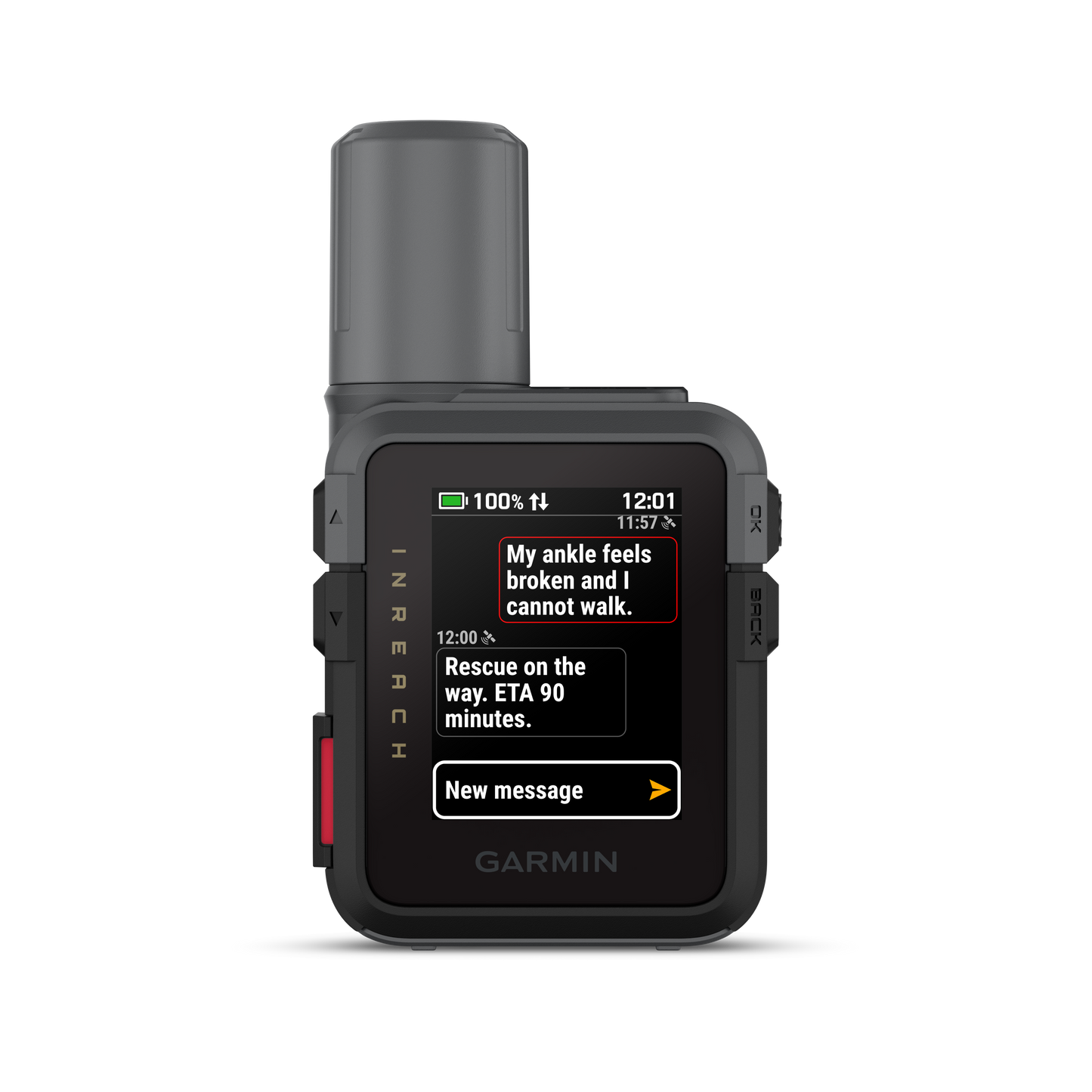 Garmin inReach Mini 3 satellite communicator with touchscreen, compact gray rugged device
