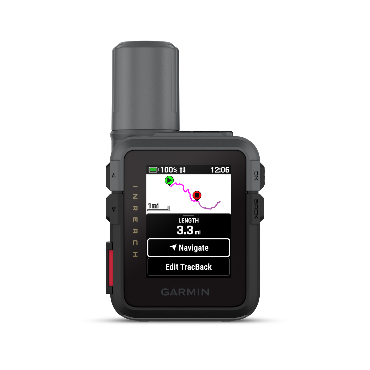 Garmin inReach Mini 3 satellite communicator with touchscreen; rugged gray handheld device