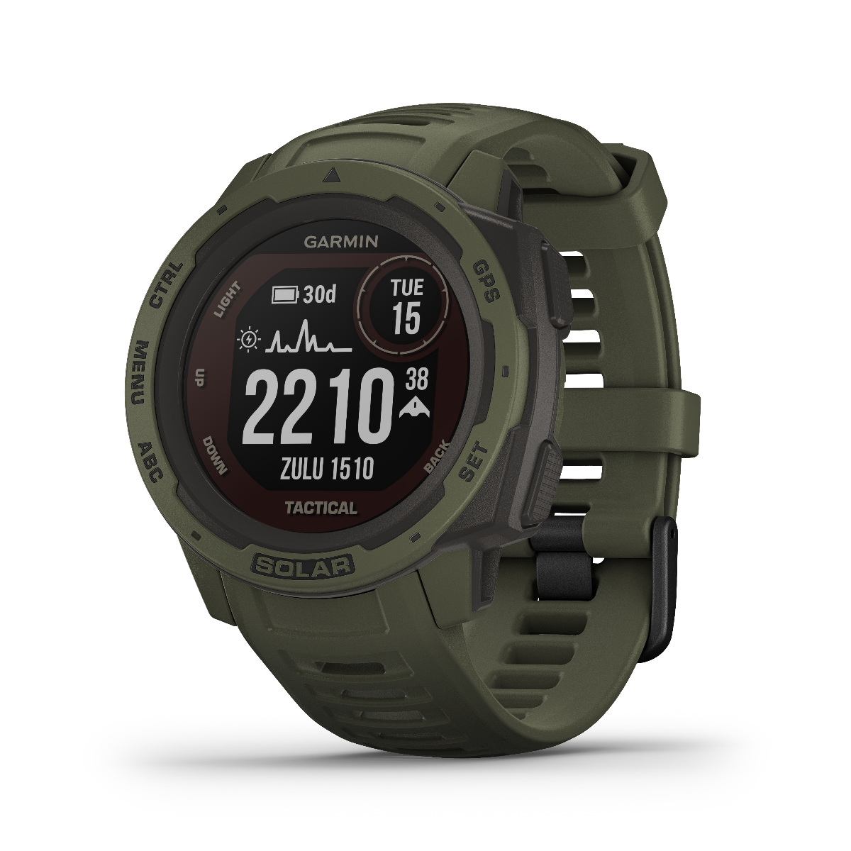 Garmin Instinct Solar Tactical Edition Moss green rugged GPS smartwatch, certified refurbished