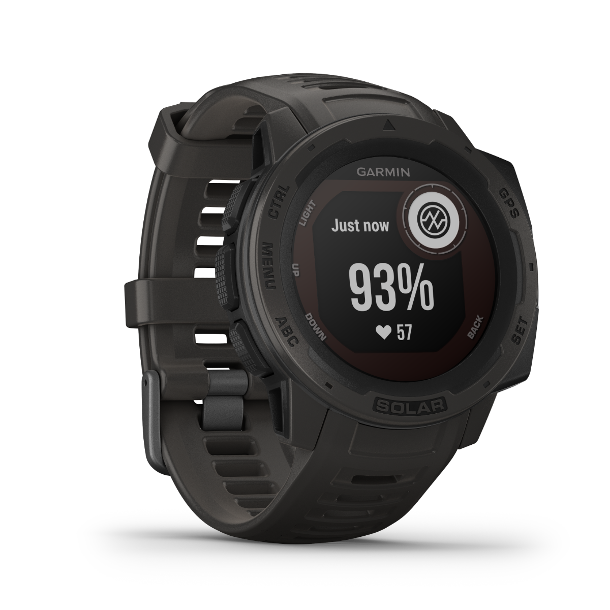 Garmin Instinct Solar graphite rugged GPS smartwatch, certified refurbished
