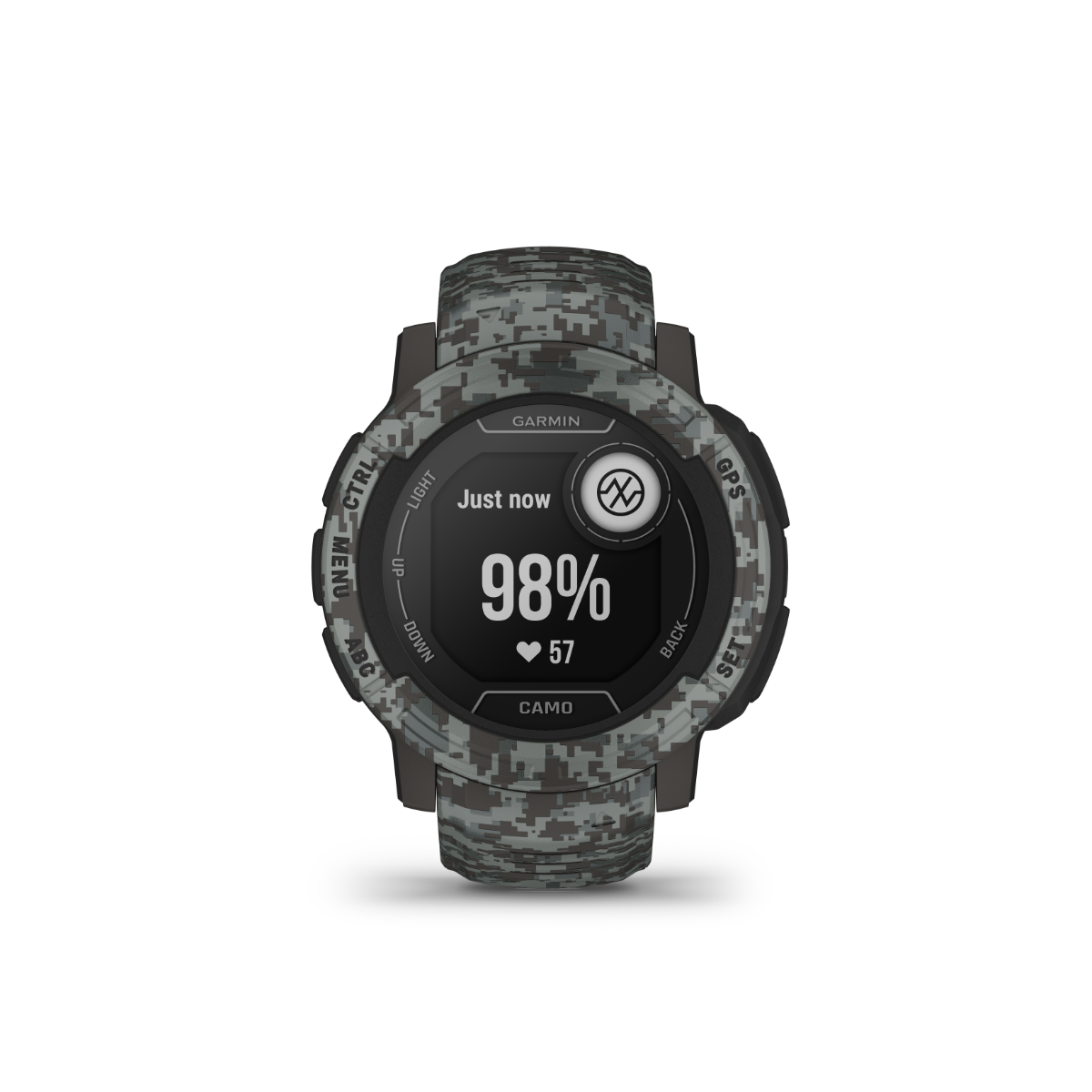 Garmin Instinct 2 Camo Edition smartwatch in graphite camo band