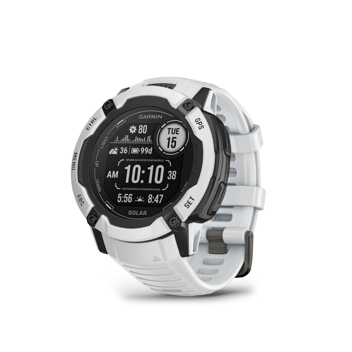Garmin Instinct 2X Solar rugged GPS smartwatch, Whitestone white with silicone band