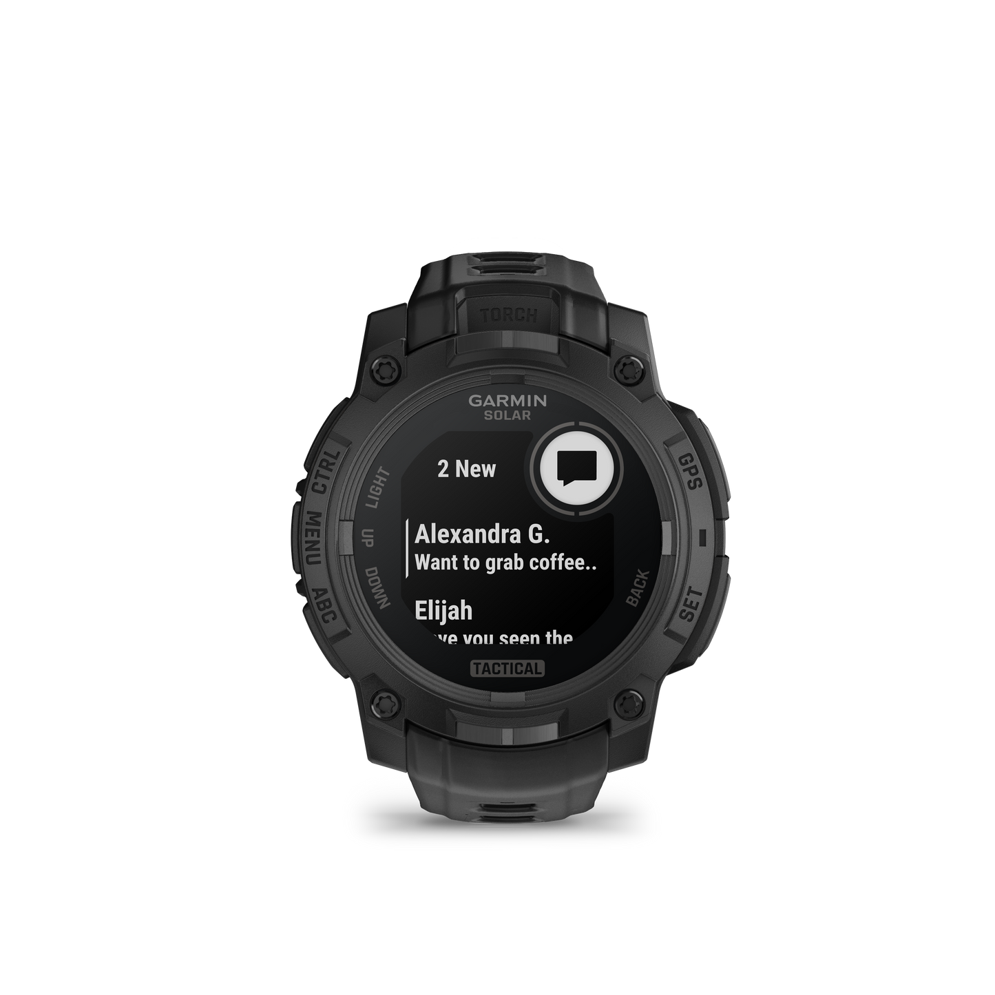 Garmin Instinct 3 Solar Tactical Edition smartwatch, 50mm, black case with black band.