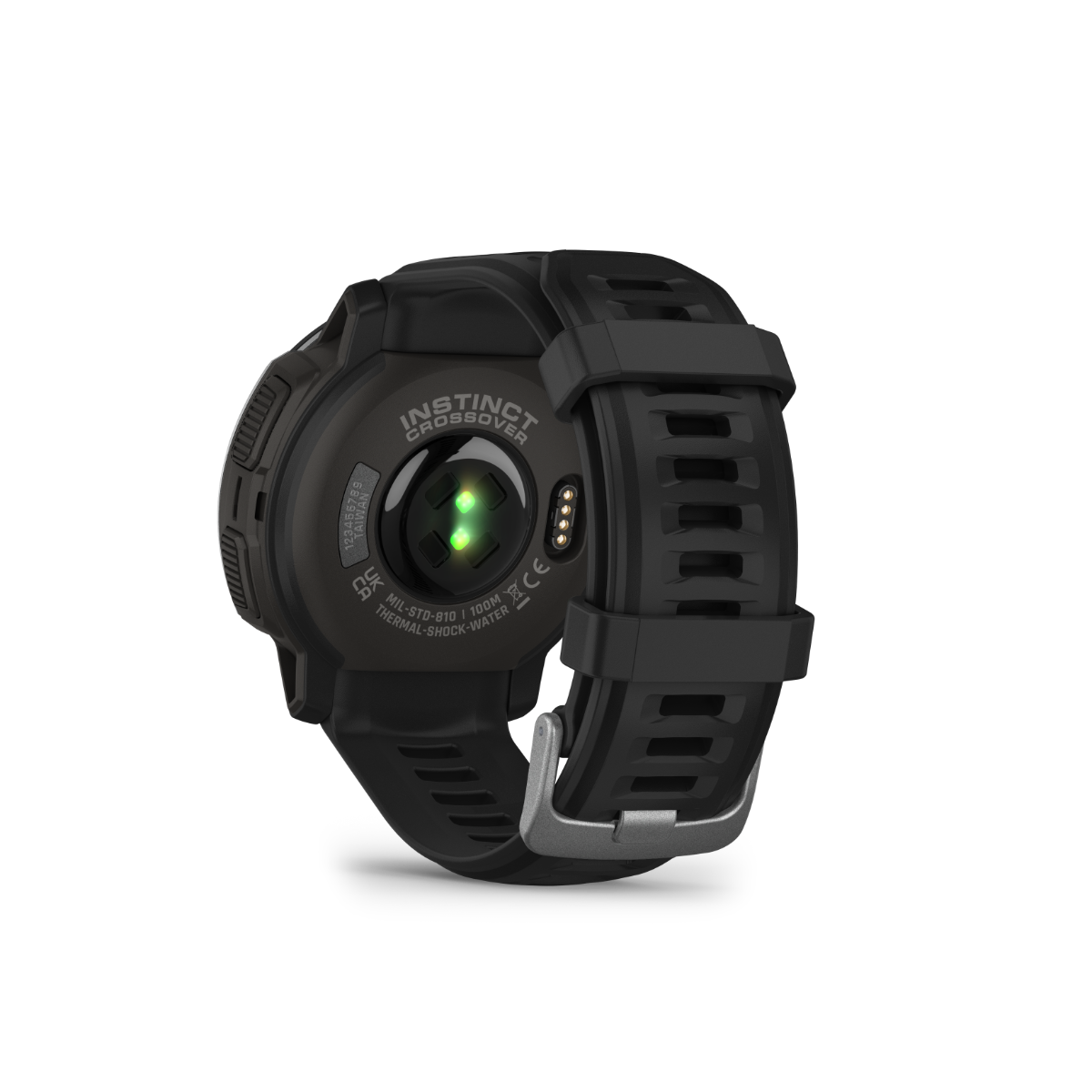 Garmin Instinct Crossover Standard Edition black smartwatch with silicone strap