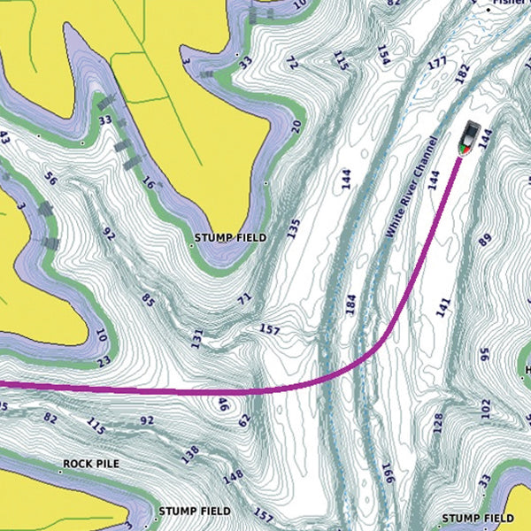 Garmin Canada LakeVü HD microSD map card; detailed lake chart with magenta navigation route