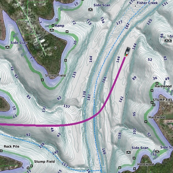 Garmin Canada LakeVü HD Ultra map card 010-C1114-00 for Canada, showing depth contours and magenta navigation route