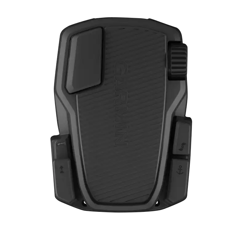 Garmin Force trolling motor foot pedal, black with textured grip and side control buttons