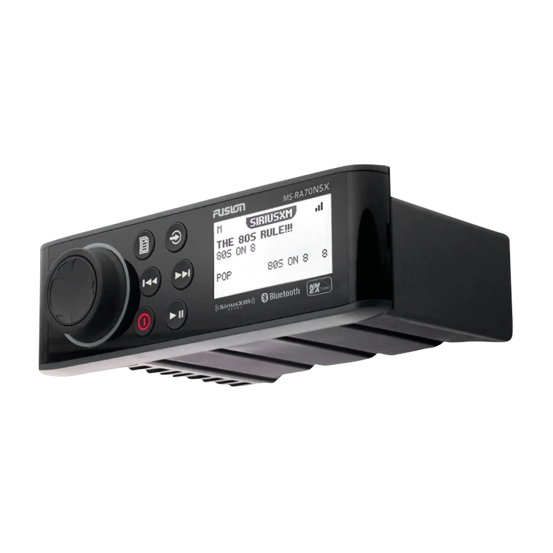 Garmin Fusion RA70 Series MS-RA70NSX marine stereo head unit, black with front-panel display