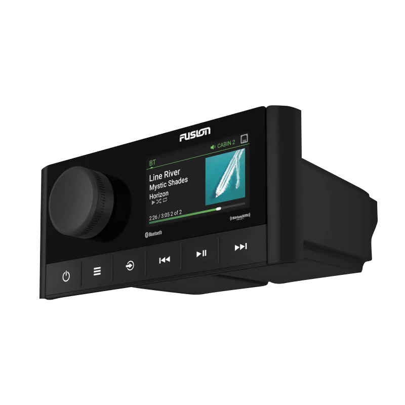 Garmin Fusion MS-RA210 marine stereo, black, with large control knob and display