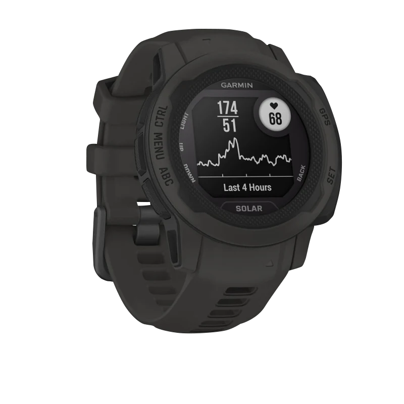 Garmin Instinct 2S Solar smart watch, graphite, Garmin Certified Refurbished