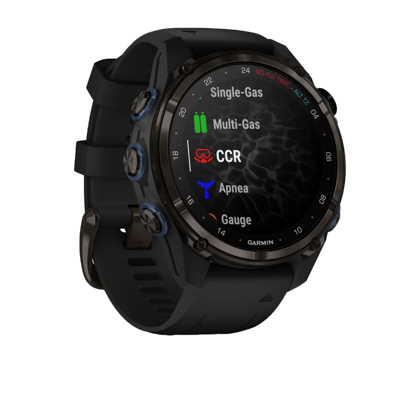 Garmin Descent Mk3i 43 mm carbon gray DLC titanium dive computer with black silicone band