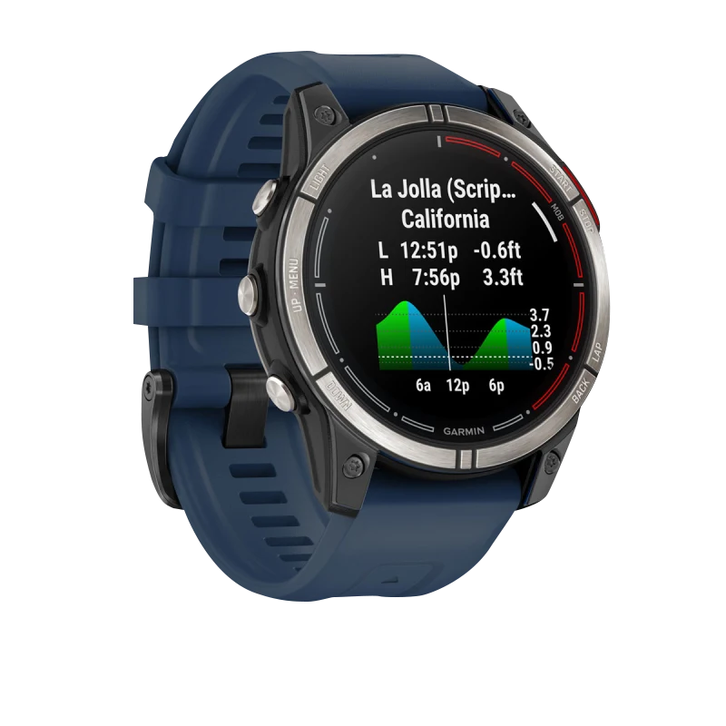 Garmin Quatix 7 Pro Marine GPS smartwatch with blue strap and AMOLED display