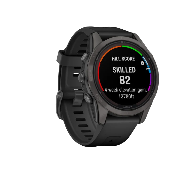 Garmin Fenix 7S Pro Sapphire Solar, Carbon Gray Titanium with Black Band (010-02776-10) by Garmin