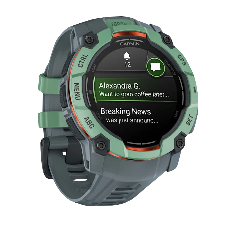 Garmin Instinct 3 AMOLED smartwatch, 50mm Neo Tropic with Twilight Band.
