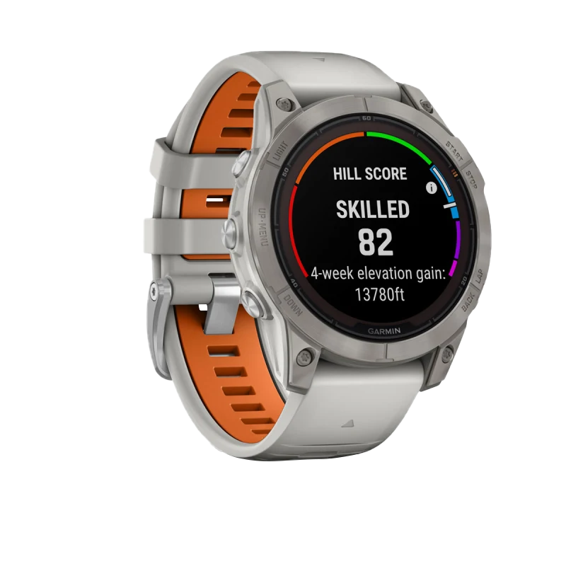 Garmin Fēnix 7 Pro Sapphire Solar, Titanium with Fog Gray/Ember Orange Band (010-02777-20) by Garmin