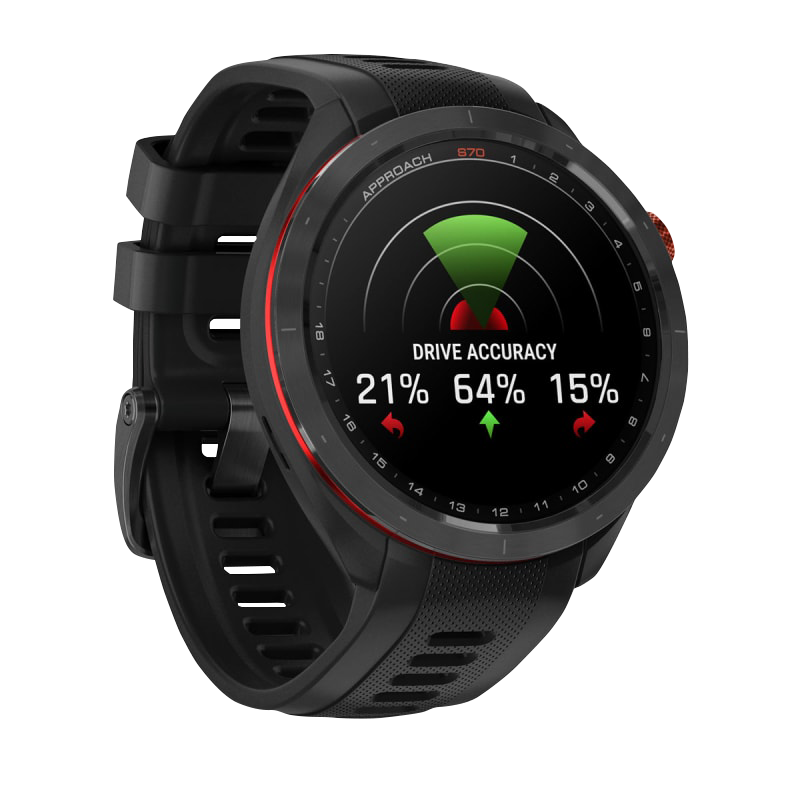 Garmin Approach S70, 47 mm Black/Red Ceramic Bezel with Black Silicone Band (010-02746-02) by Garmin