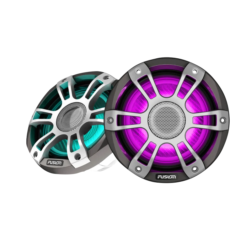 Garmin Fusion Signature Series 3i marine coaxial speakers, 6.5-inch, 230W CRGBW, pair with purple/teal glow