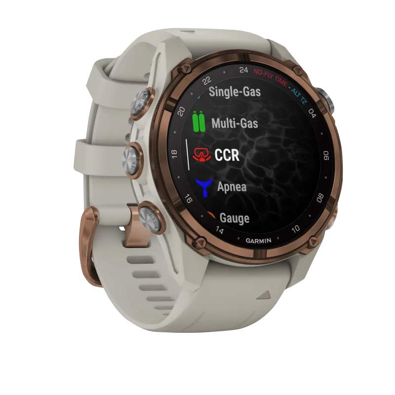 Garmin Descent Mk3i dive computer, 43 mm Bronze PVD titanium bezel with French Gray silicone band.