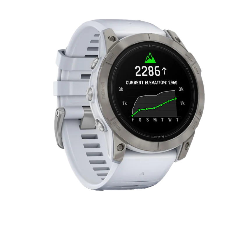 Garmin Epix Pro Gen 2 smartwatch, 51mm sapphire edition titanium bezel with Whitestone band
