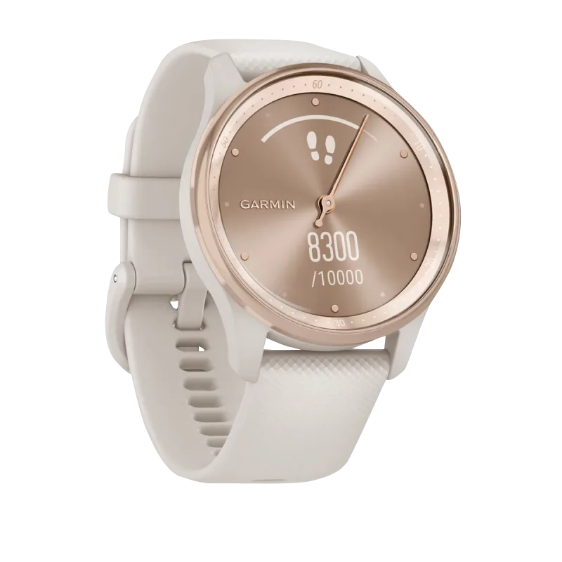 Garmin Vívomove Trend Peach Gold Stainless Steel Bezel with Ivory Case and Silicone Band (Garmin Certified Refurbished) by Garmin