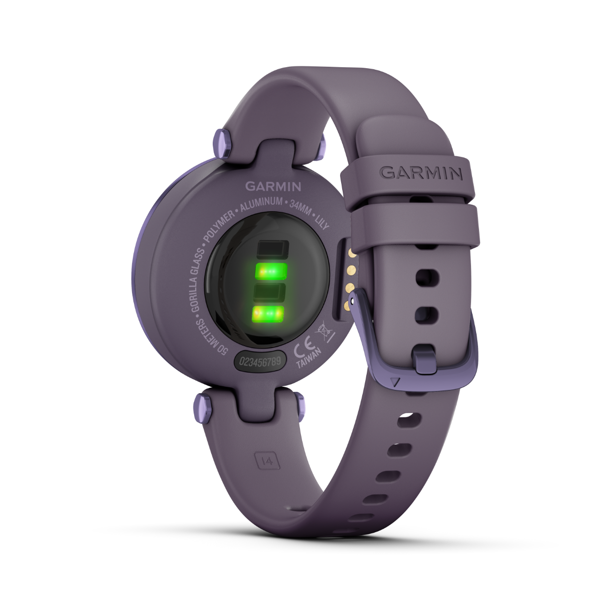 Garmin Lily Sport Edition smartwatch with Midnight Orchid bezel, Deep Orchid case and silicone band (010-02384-02)