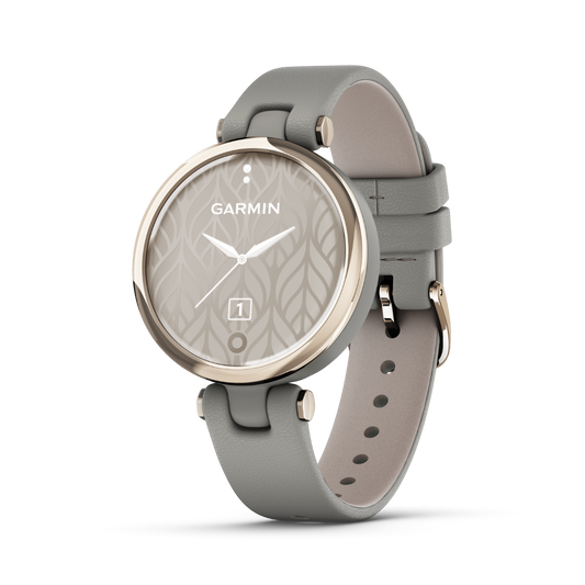 Garmin Lily Classic Edition, Cream Gold Bezel with Braloba Gray Case and Italian Leather Band (010-02384-A2) by Garmin