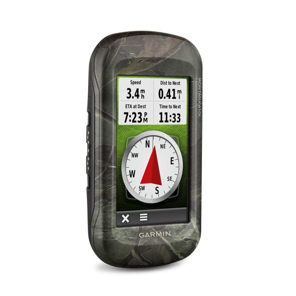 Garmin Montana 610t camo handheld GPS with touchscreen and TOPO maps, certified refurbished