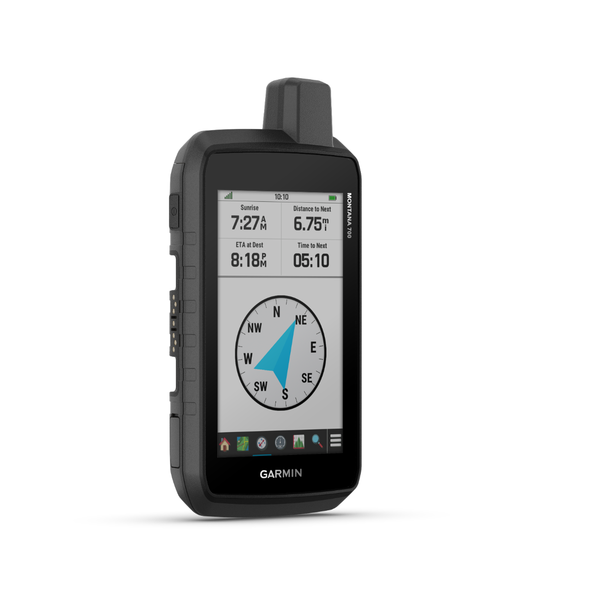Garmin Montana 700 handheld GPS, rugged black touchscreen with compass display
